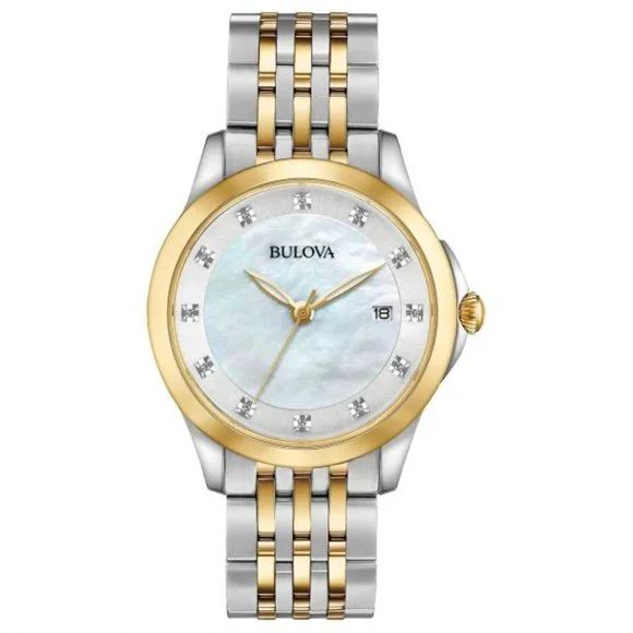WOW! BULOVA DIAMOND ACCENT TWO TONE WATCH! 36MM!! Bulova main image 3